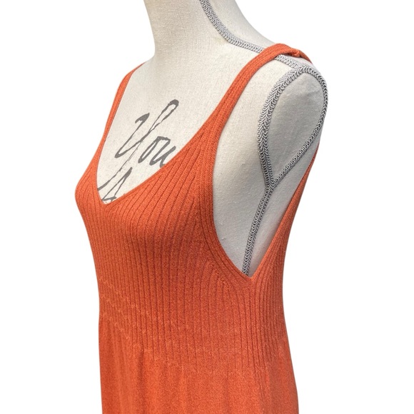 Mr & Mrs Italy Burnt Orange Fine Knit Ribbed Top Sleeveless Maxi Dress (M) - Picture 6 of 10